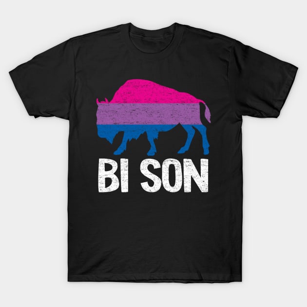 Bi Son LGBBT Flag Bisexual Bison Funny Bi Pride T-Shirt by Kuehni